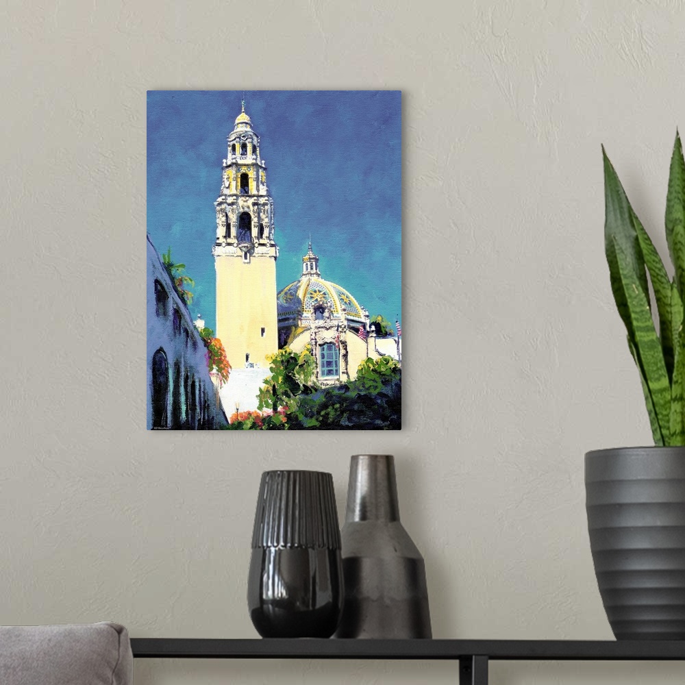 A modern room featuring The California building and California Tower in Balboa Park, San Diego by RD Riccoboni.