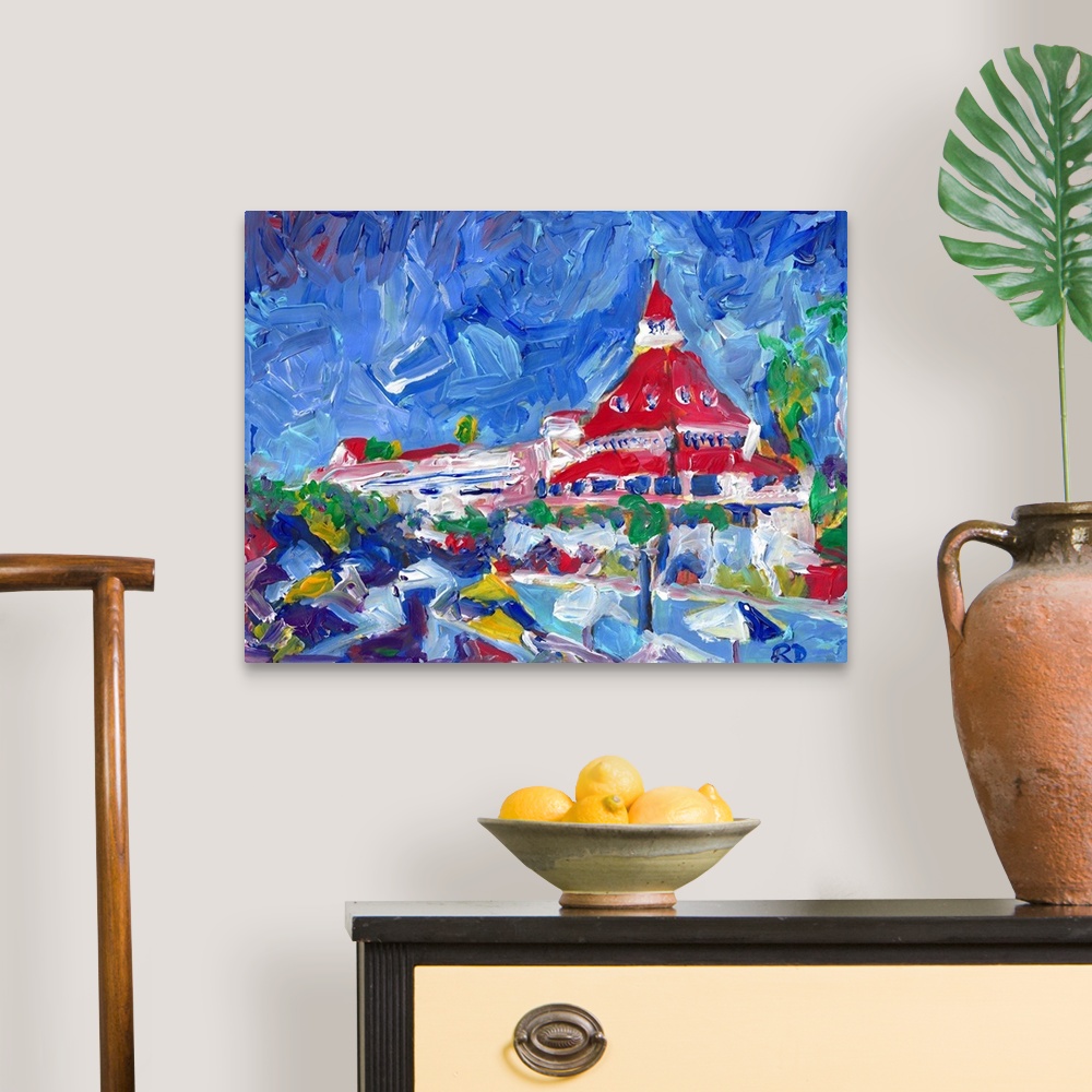 A traditional room featuring Hotel del Coronado Poolside Abstract by artist RD RIccoboni