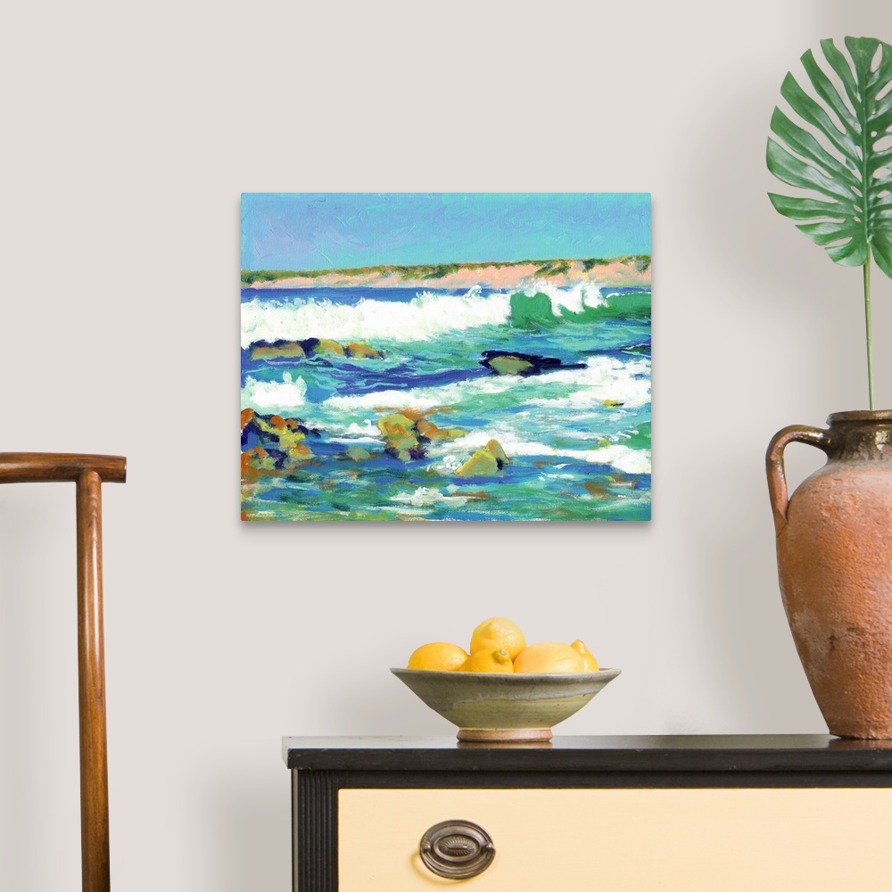 A traditional room featuring La Jolla Waves painting By RD Riccoboni. Beautiful La Jolla Cove, in San Diego California. The cl...