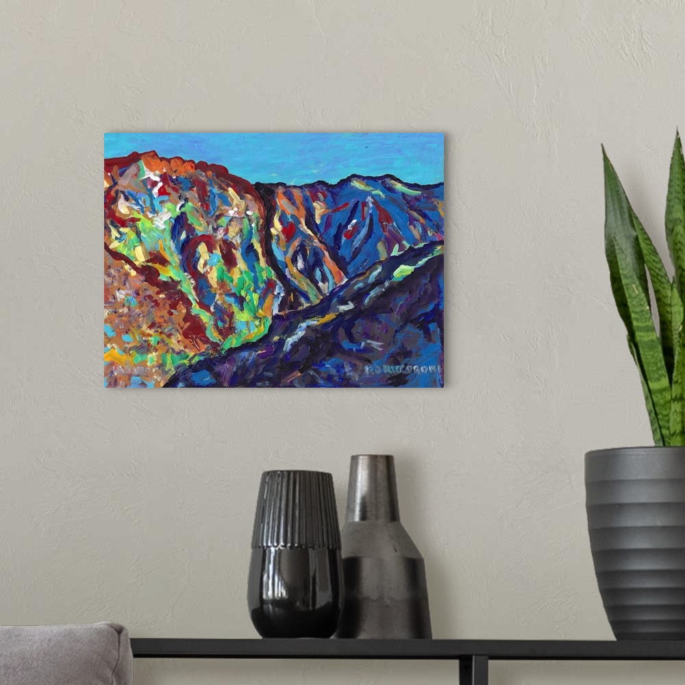 A modern room featuring Las Virgenes canyon in Calabasas, California. Painting by American artist Rd Riccoboni. A very co...