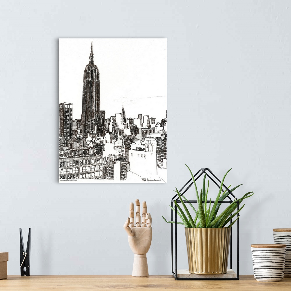 A bohemian room featuring New York City Empire State Building and Midtown. This Cityscape of New York is from the the Chels...