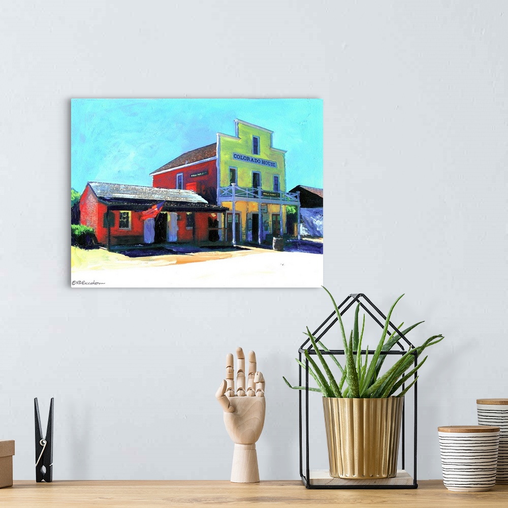 A bohemian room featuring Painting of Old San Diego, California. This is Old City Court House and The Colorado House. Home ...