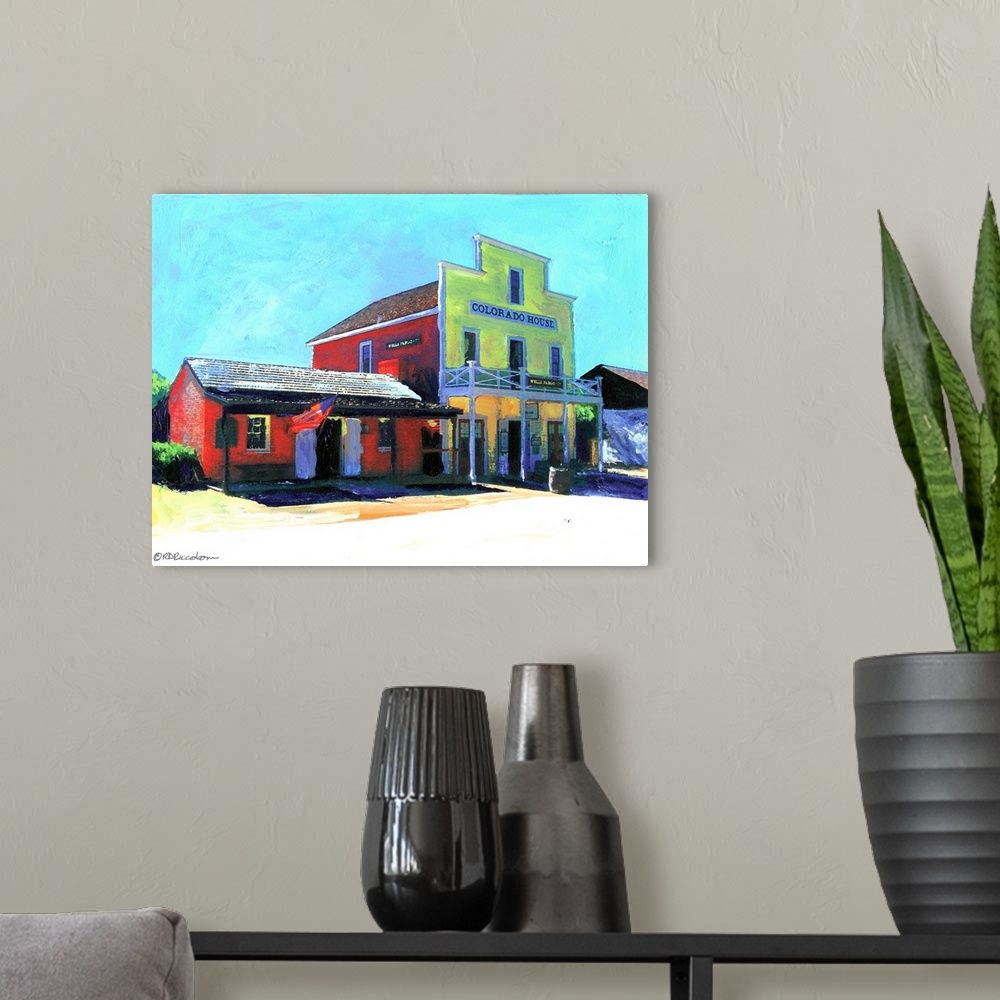 A modern room featuring Painting of Old San Diego, California. This is Old City Court House and The Colorado House. Home ...