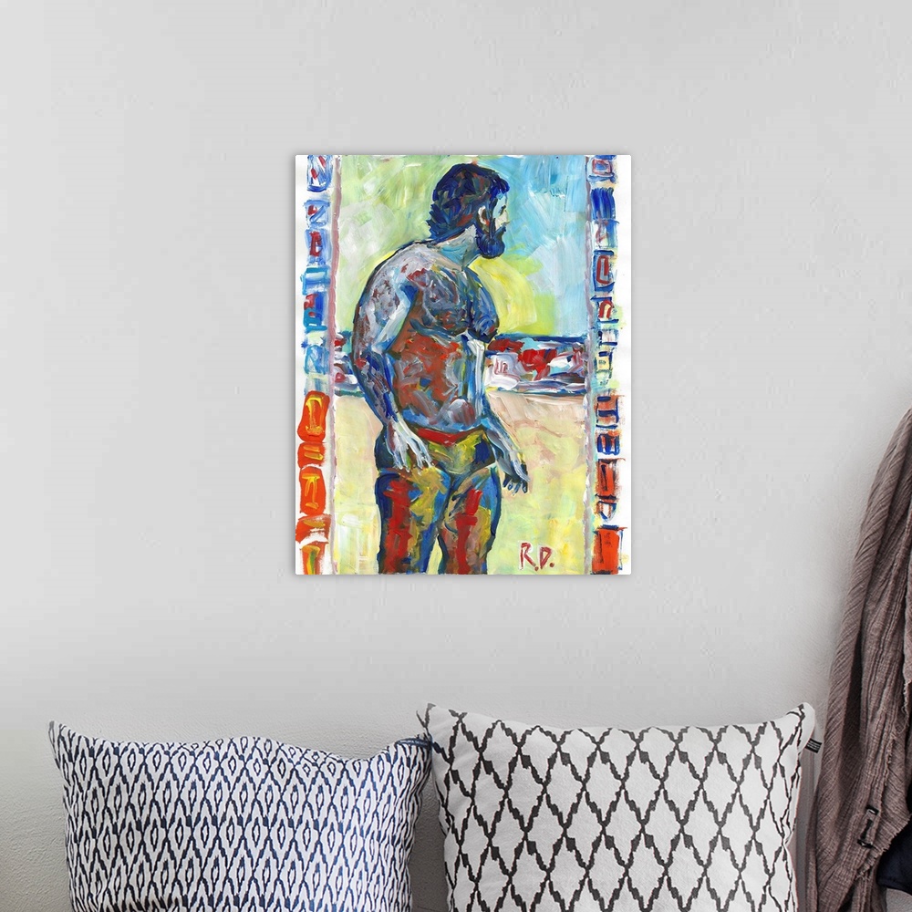 A bohemian room featuring Red White and Blue man at the beach by RD Riccoboni.