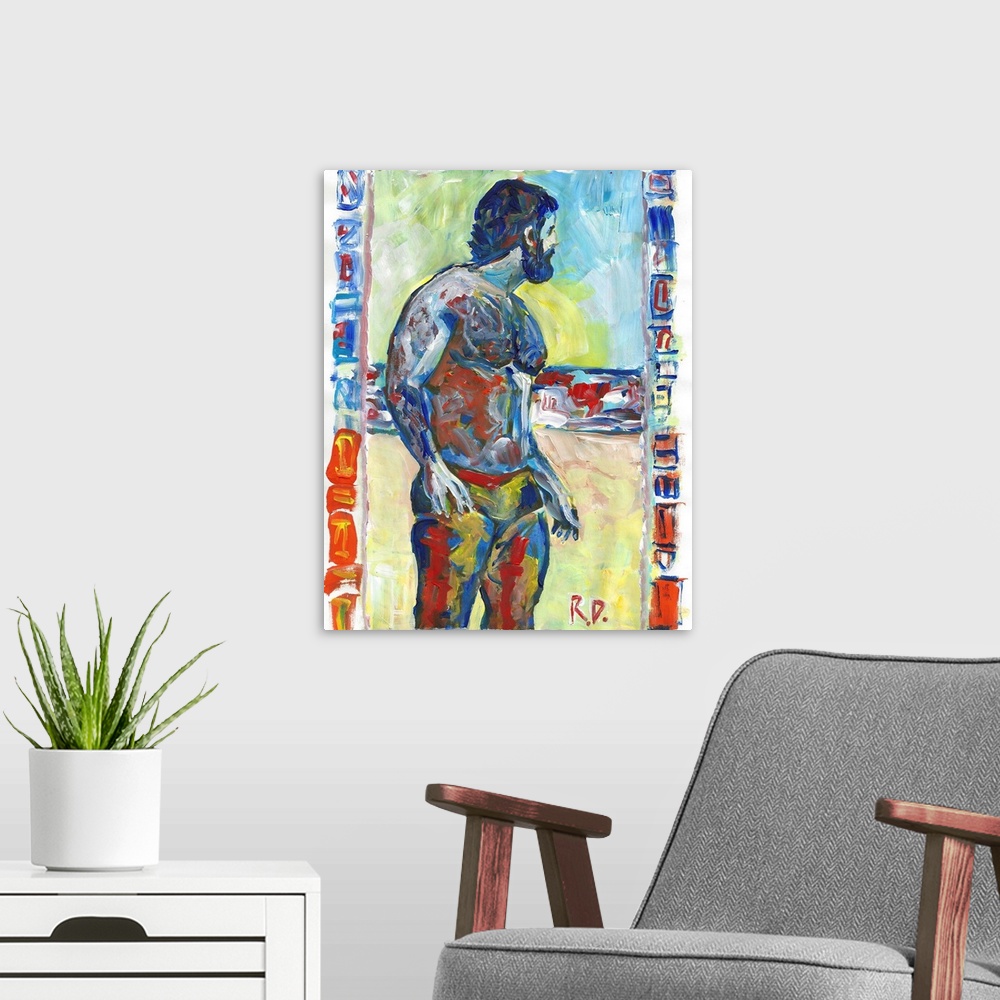 A modern room featuring Red White and Blue man at the beach by RD Riccoboni.