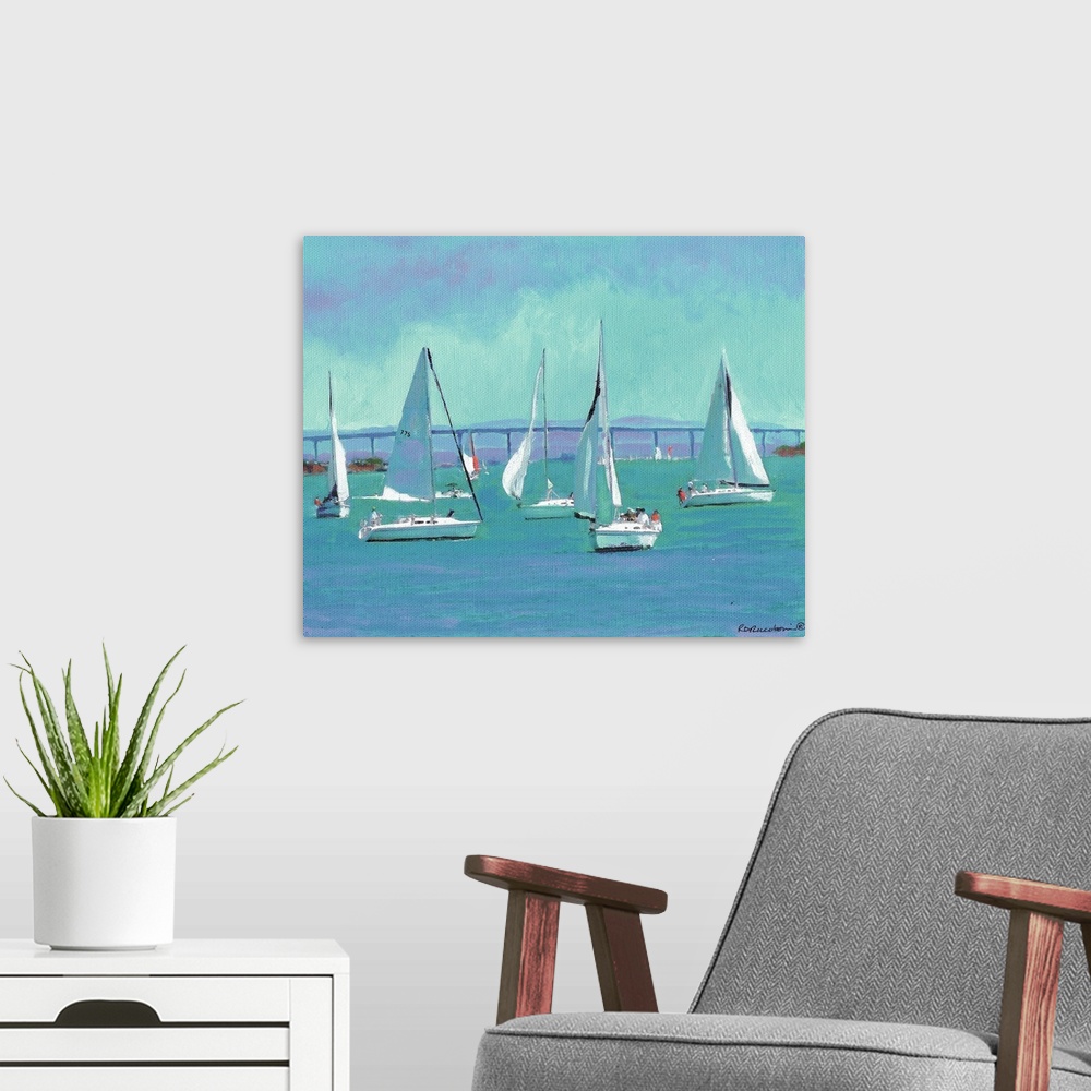 A modern room featuring Sailing The San Diego Bay