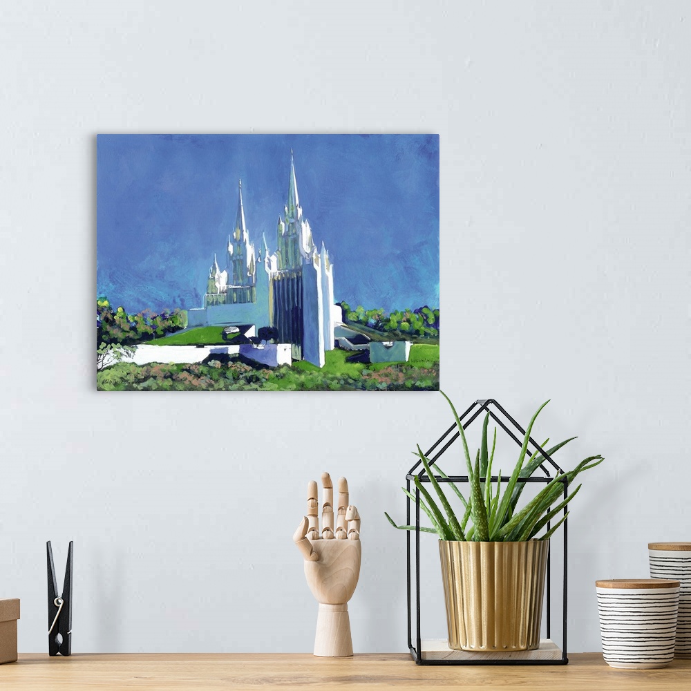 A bohemian room featuring Landmark Spires of Latter Day Saints San Diego Temple, in University Town Center, La Jolla, Calif...
