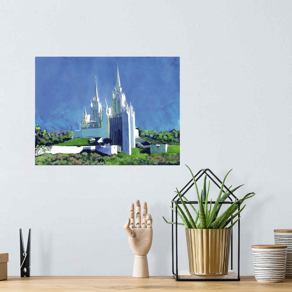 A bohemian room featuring Landmark Spires of Latter Day Saints San Diego Temple, in University Town Center, La Jolla, Calif...