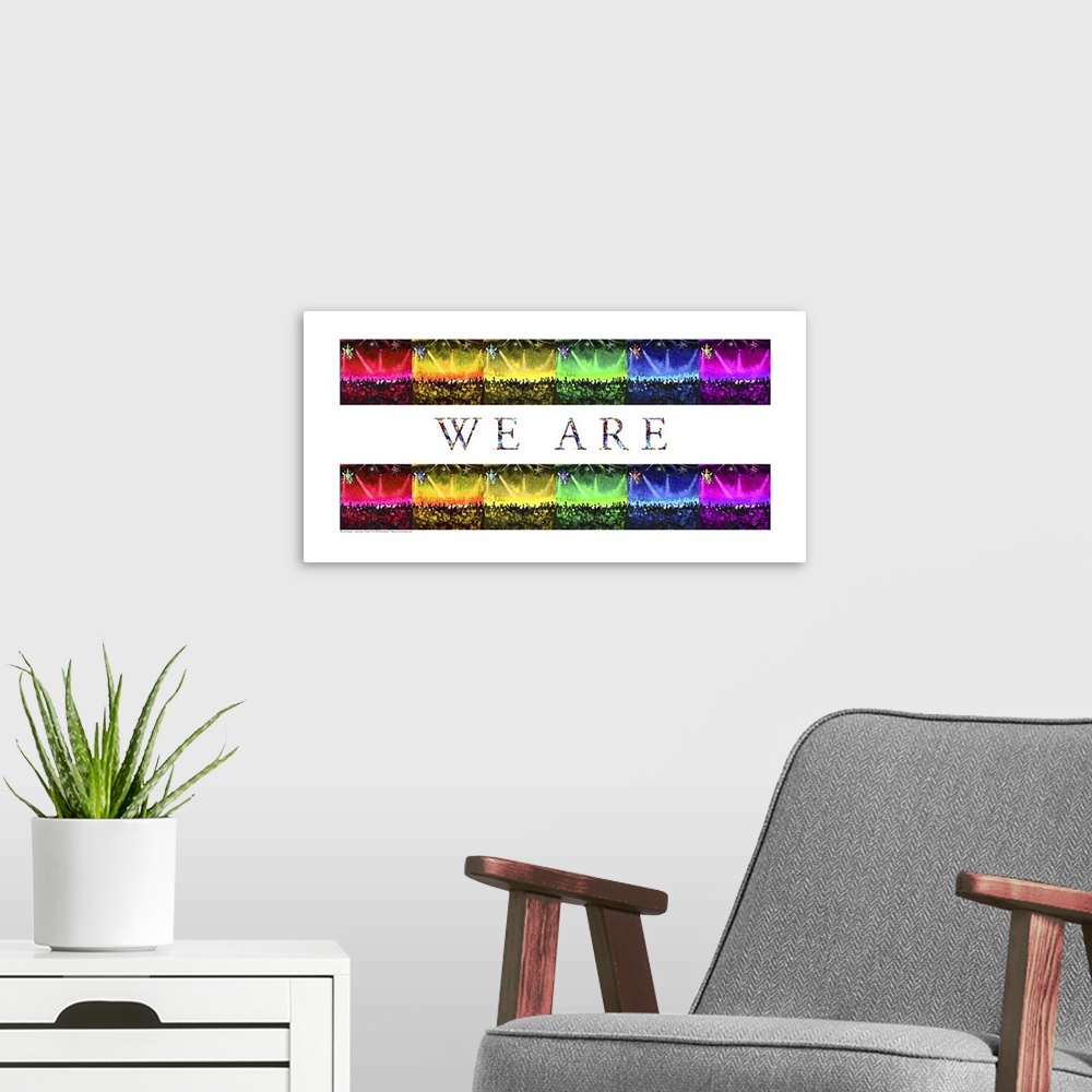 A modern room featuring We are Equal poster with the painting Dance by RD Riccoboni, portraying the gay LGBT community in...