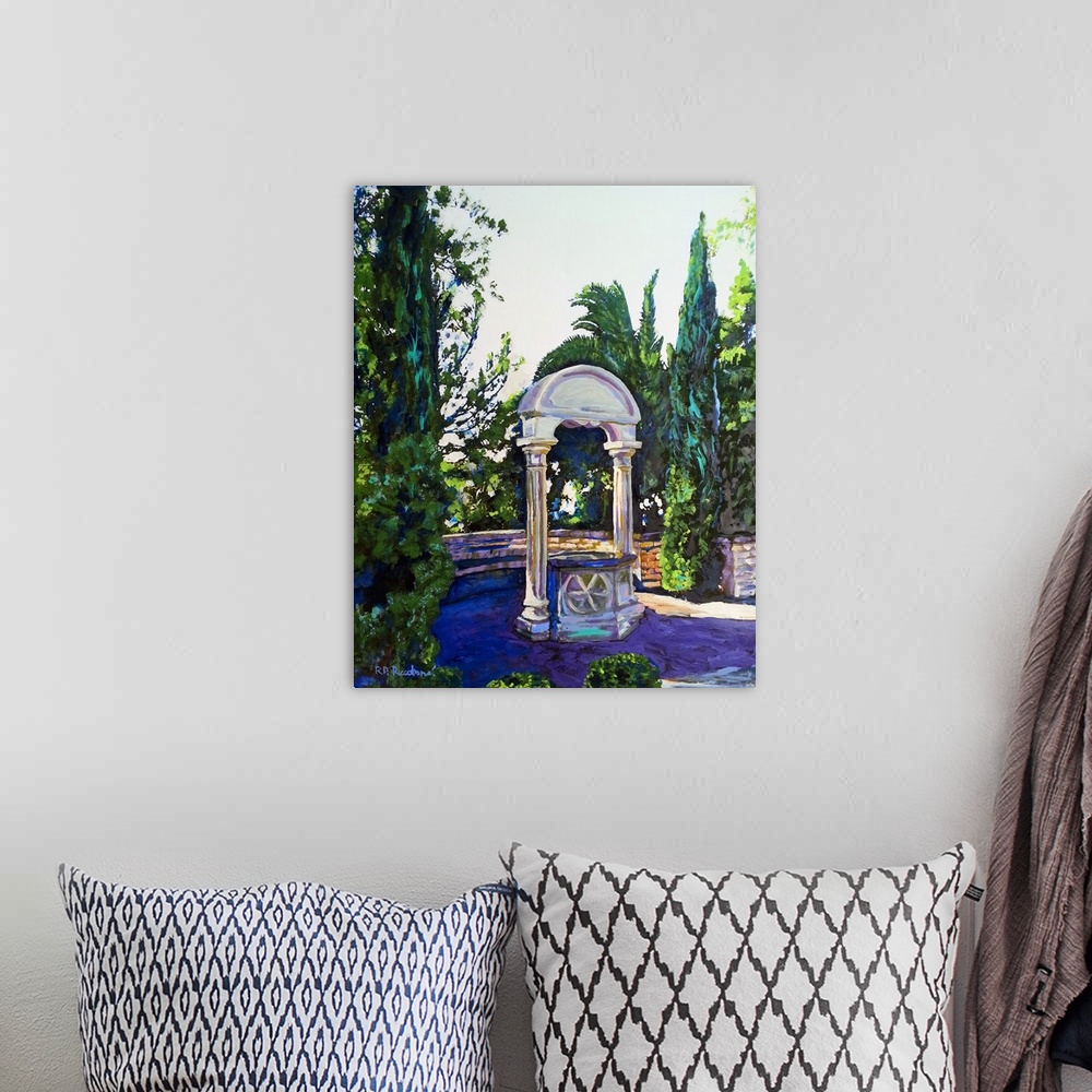 A bohemian room featuring Wishing Well, by RD Riccoboni, Acrylic painting.  The Casa del Rey Moro garden Wishing Well (Hous...