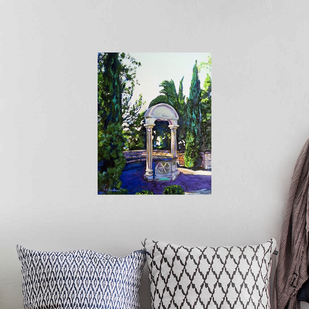 A bohemian room featuring Wishing Well, by RD Riccoboni, Acrylic painting.  The Casa del Rey Moro garden Wishing Well (Hous...