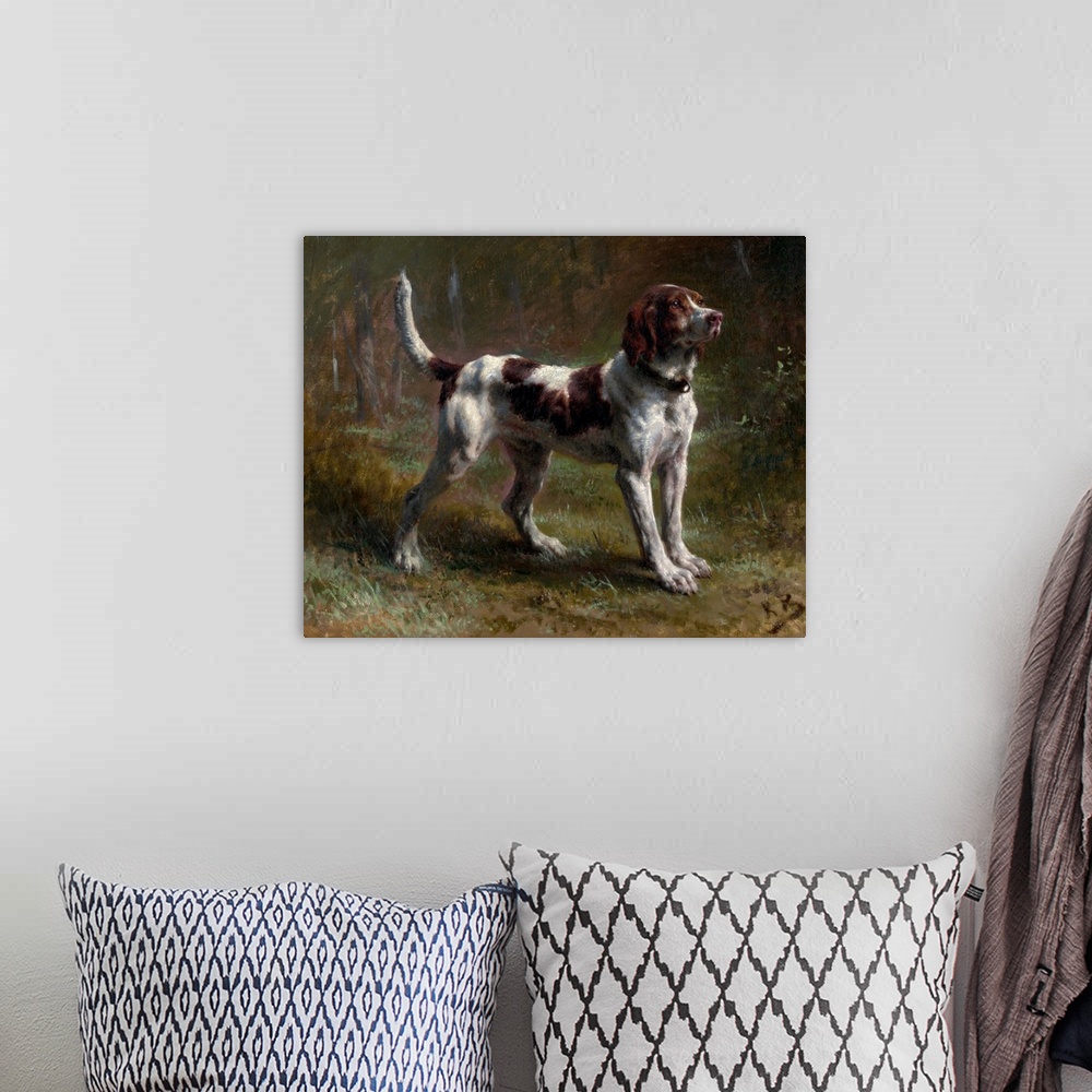 A bohemian room featuring This painting, made from life about 1856, depicts a dog that belonged to a gentleman known as the...