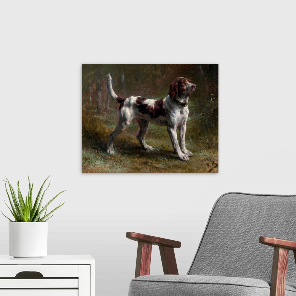 A modern room featuring This painting, made from life about 1856, depicts a dog that belonged to a gentleman known as the...