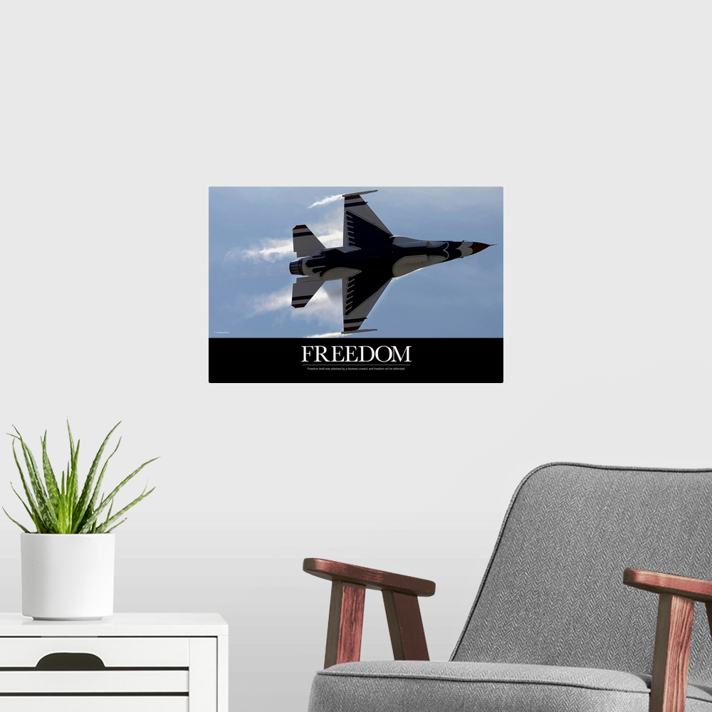 A modern room featuring Air Force Poster: An F-16 Fighting Falcon pulls high G's
