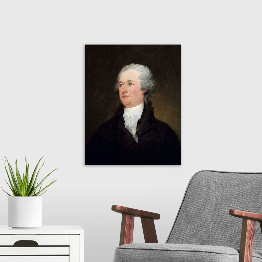 A modern room featuring While still in his teens, Hamilton (1757-1804) plunged into the revolutionary cause and was prope...