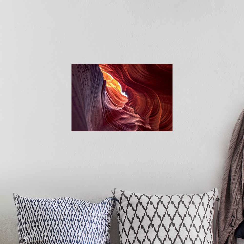A bohemian room featuring Photograph from inside of Antelope Canyon rock formation located on the Navajo Reservation in Pag...