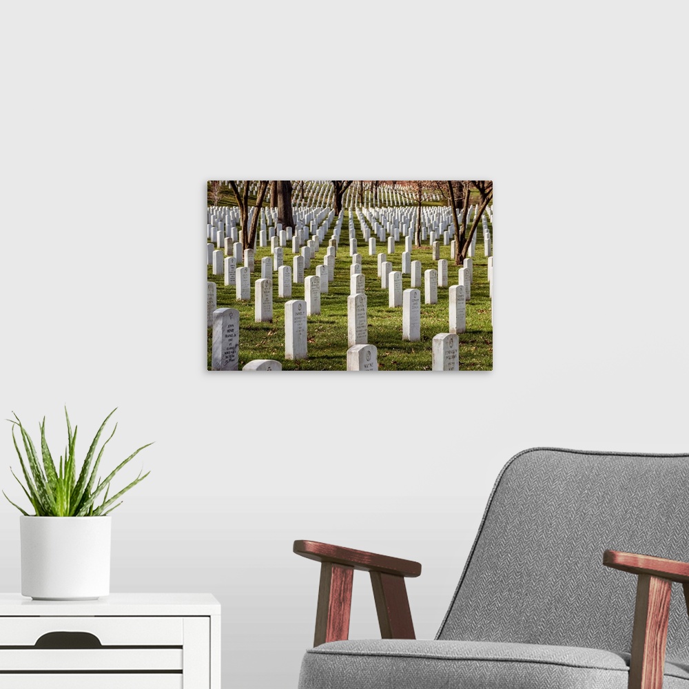 A modern room featuring Arlington National Cemetery