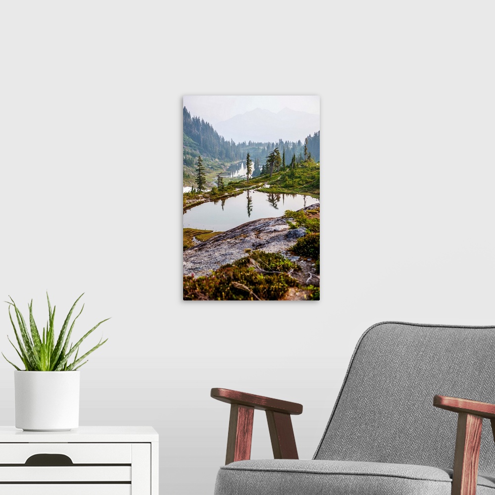 A modern room featuring View of Baker Lakes In Mount Baker Wilderness, Washington.