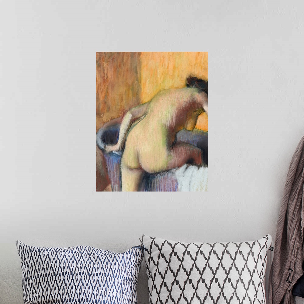 A bohemian room featuring Degas's interest in the motif of a nude entering the water apparently dates to his student days, ...