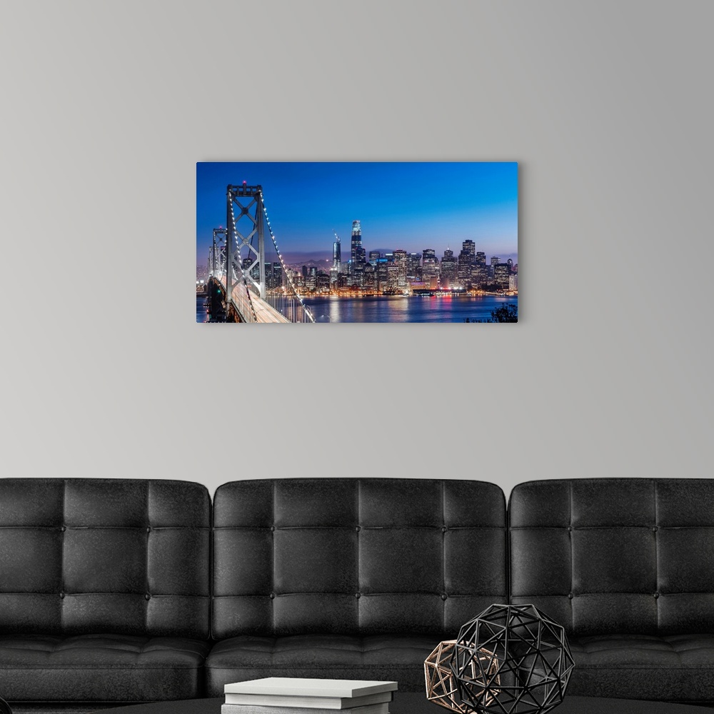 Bay Bridge and SF Skyline at Dusk Wall Art, Canvas Prints, Framed ...