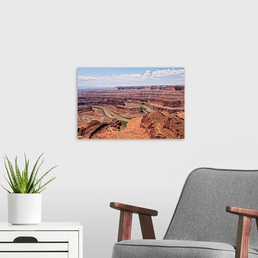 A modern room featuring A tight bend in the Colorado River through the sandstone cliffs, seen from Dead Horse Point State...