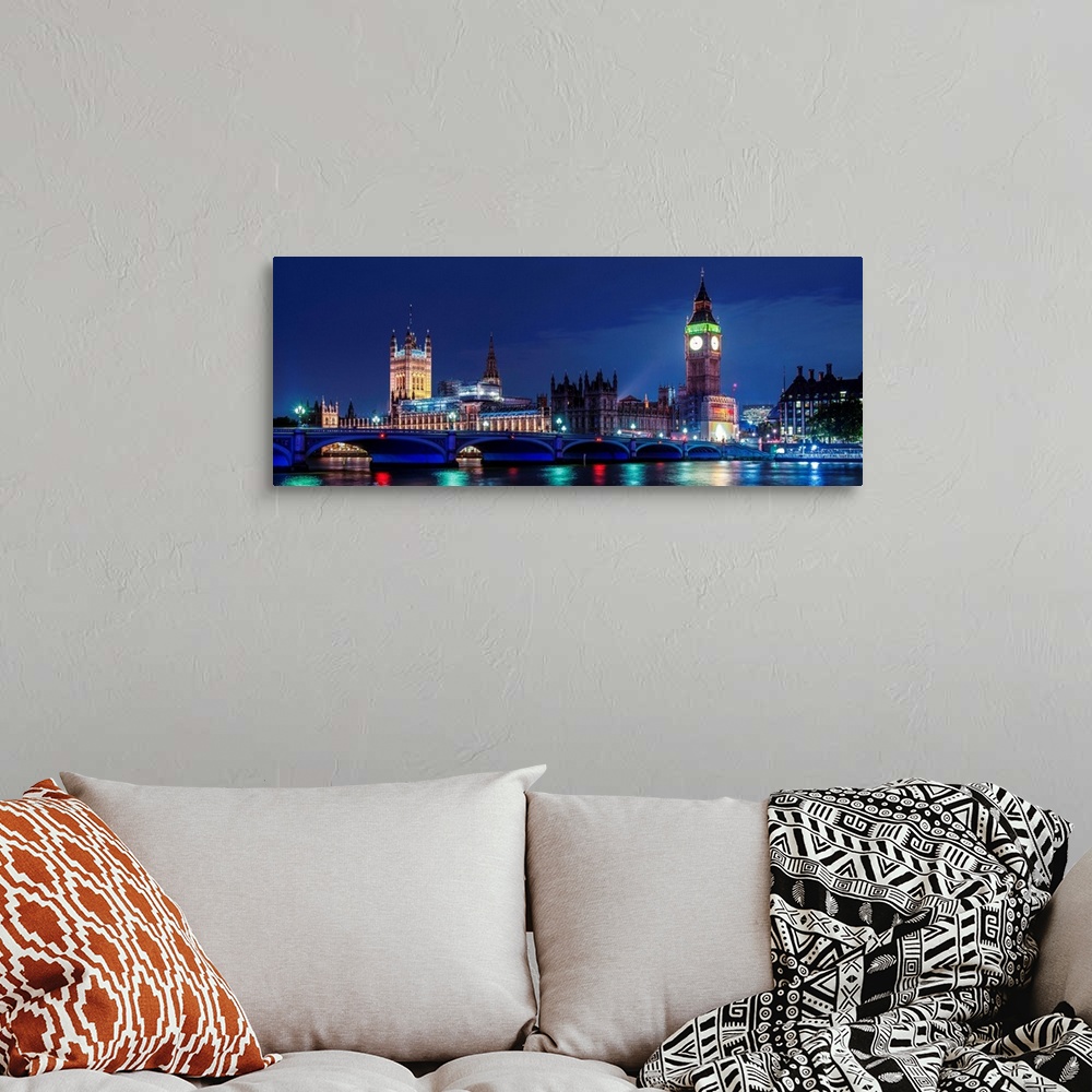 A bohemian room featuring View of Big Ben, Victoria Tower near Westminster Bridge in London, England.
