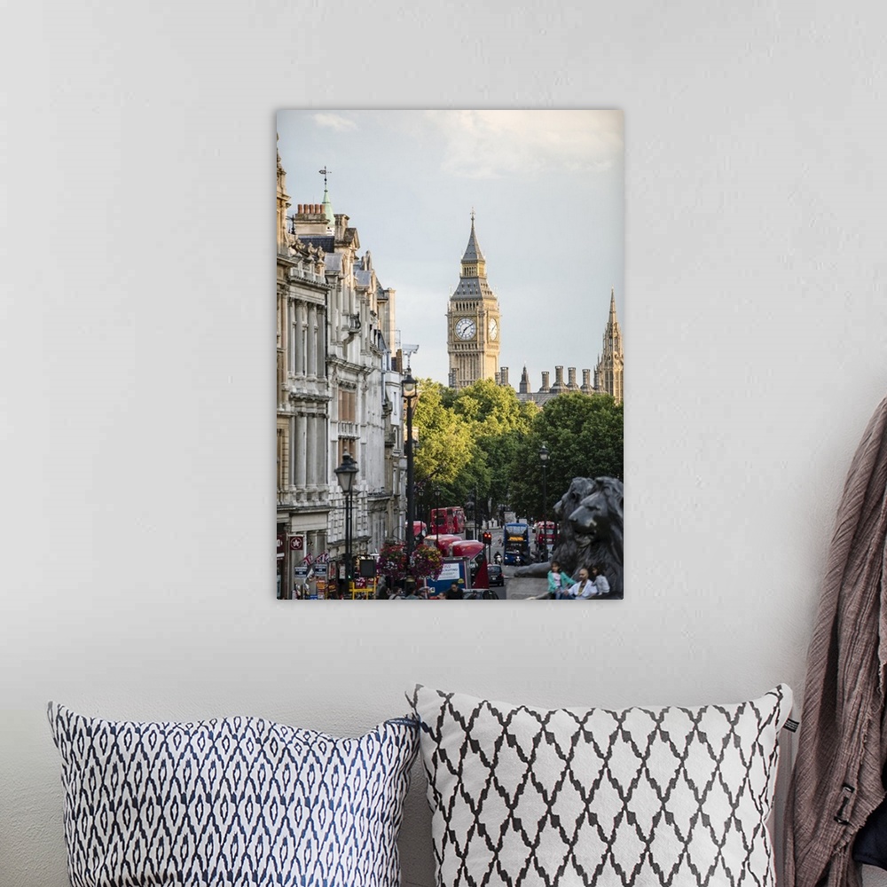 A bohemian room featuring Photograph taken from Trafalgar Square with the lions blurred in the foreground and Big Ben in th...