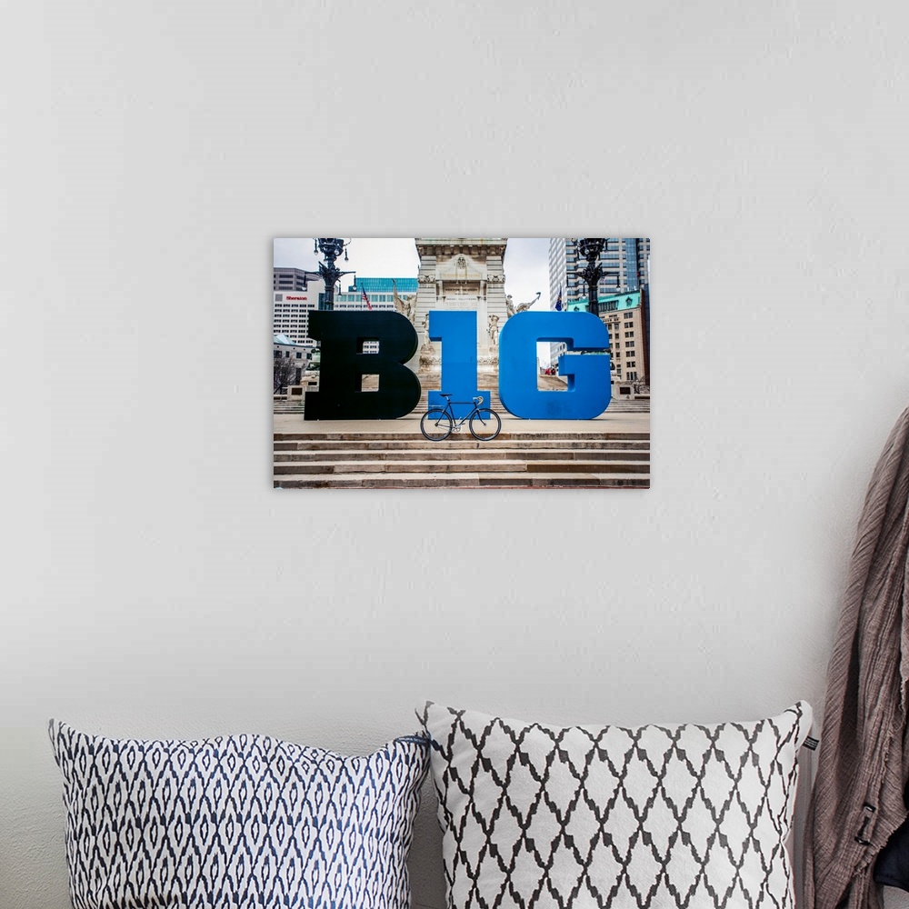 A bohemian room featuring Photo of the Big Ten Display on Monument Circle in Indianapolis, Indiana.