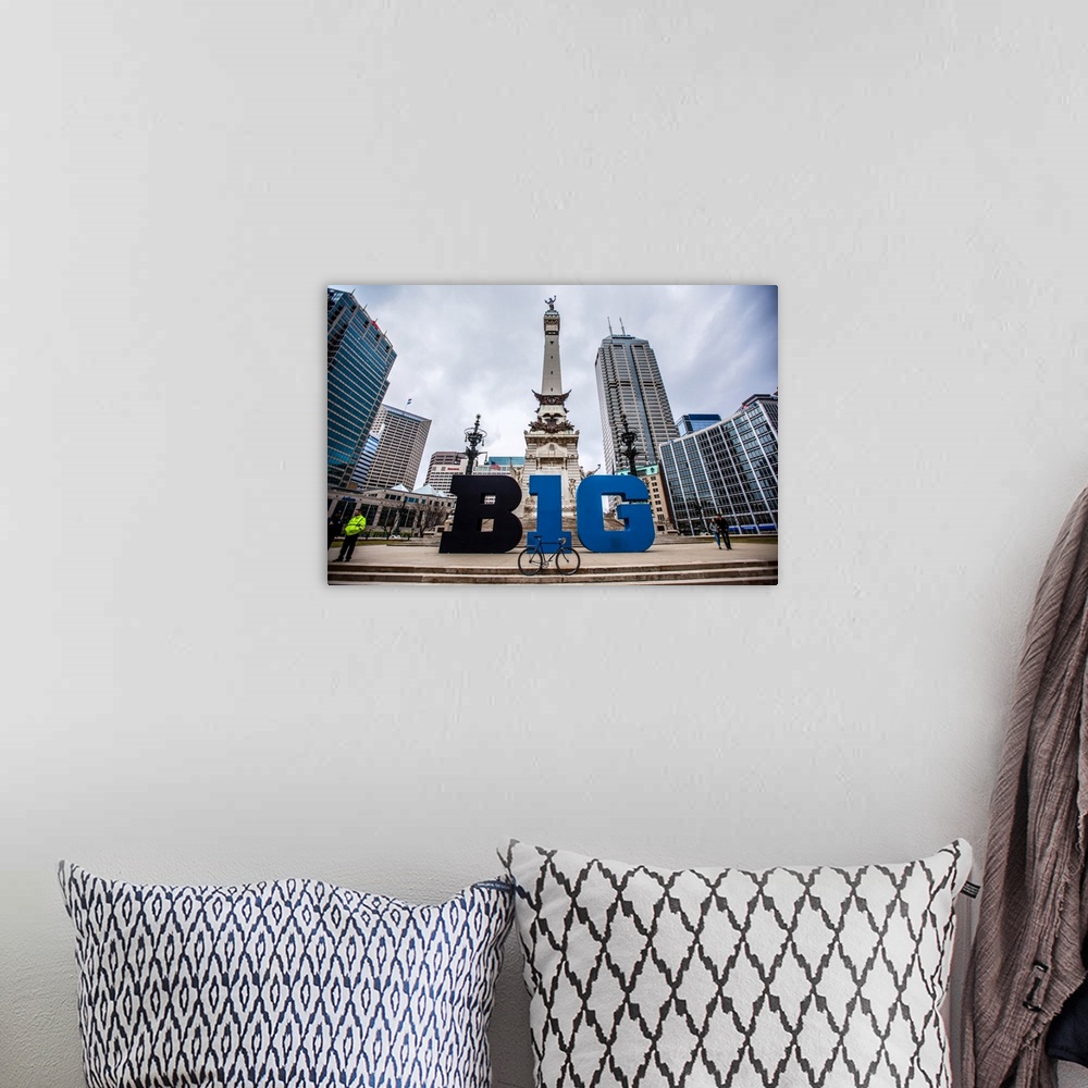 A bohemian room featuring Photo of the Big Ten Display on Monument Circle in Indianapolis, Indiana with Solders and Sailors...
