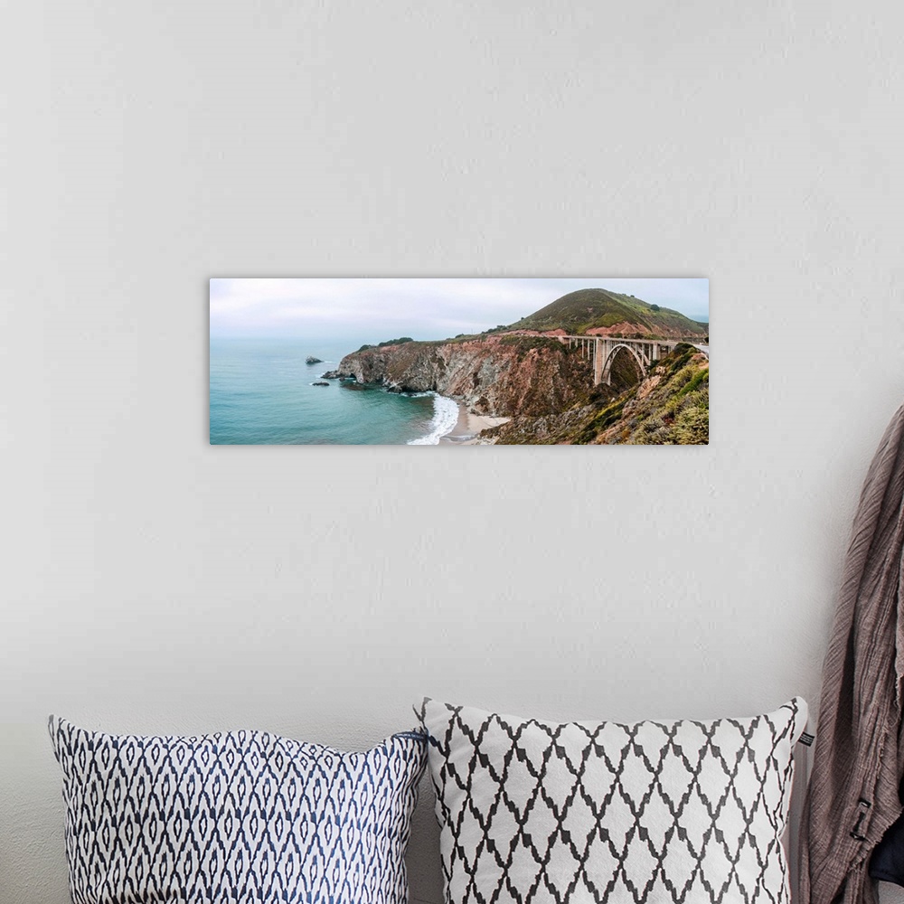 A bohemian room featuring Distant view of Bixby Creek Bridge in Monterey County, California.
