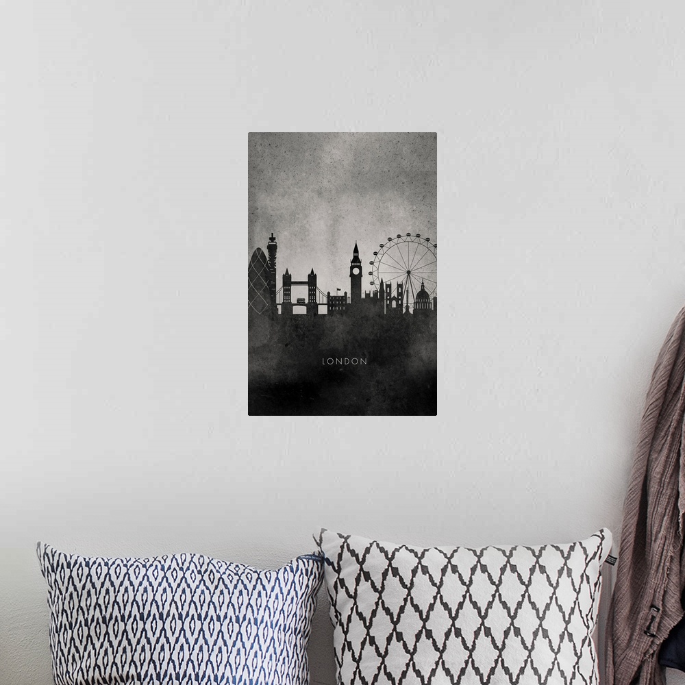 A bohemian room featuring Skyline silhouette of London