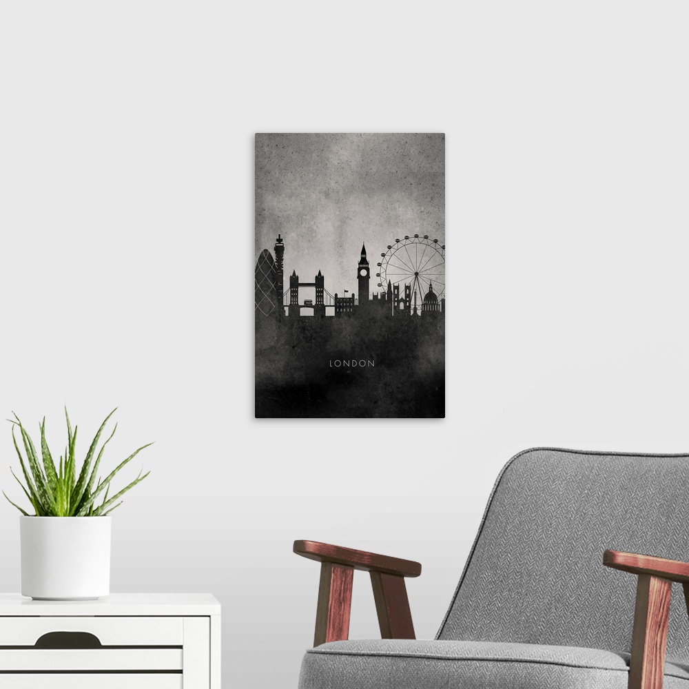 A modern room featuring Skyline silhouette of London