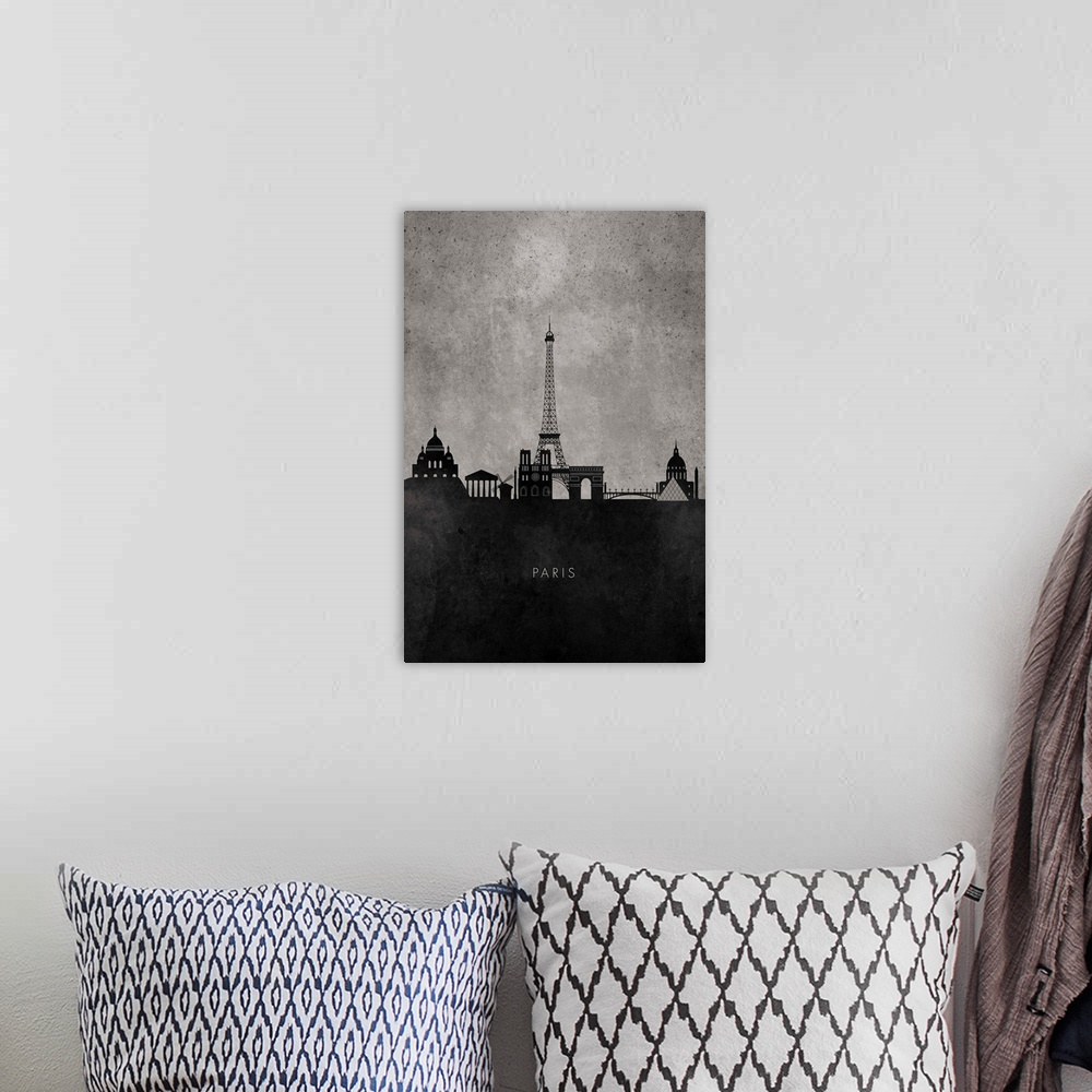 A bohemian room featuring Skyline silhouette of Paris