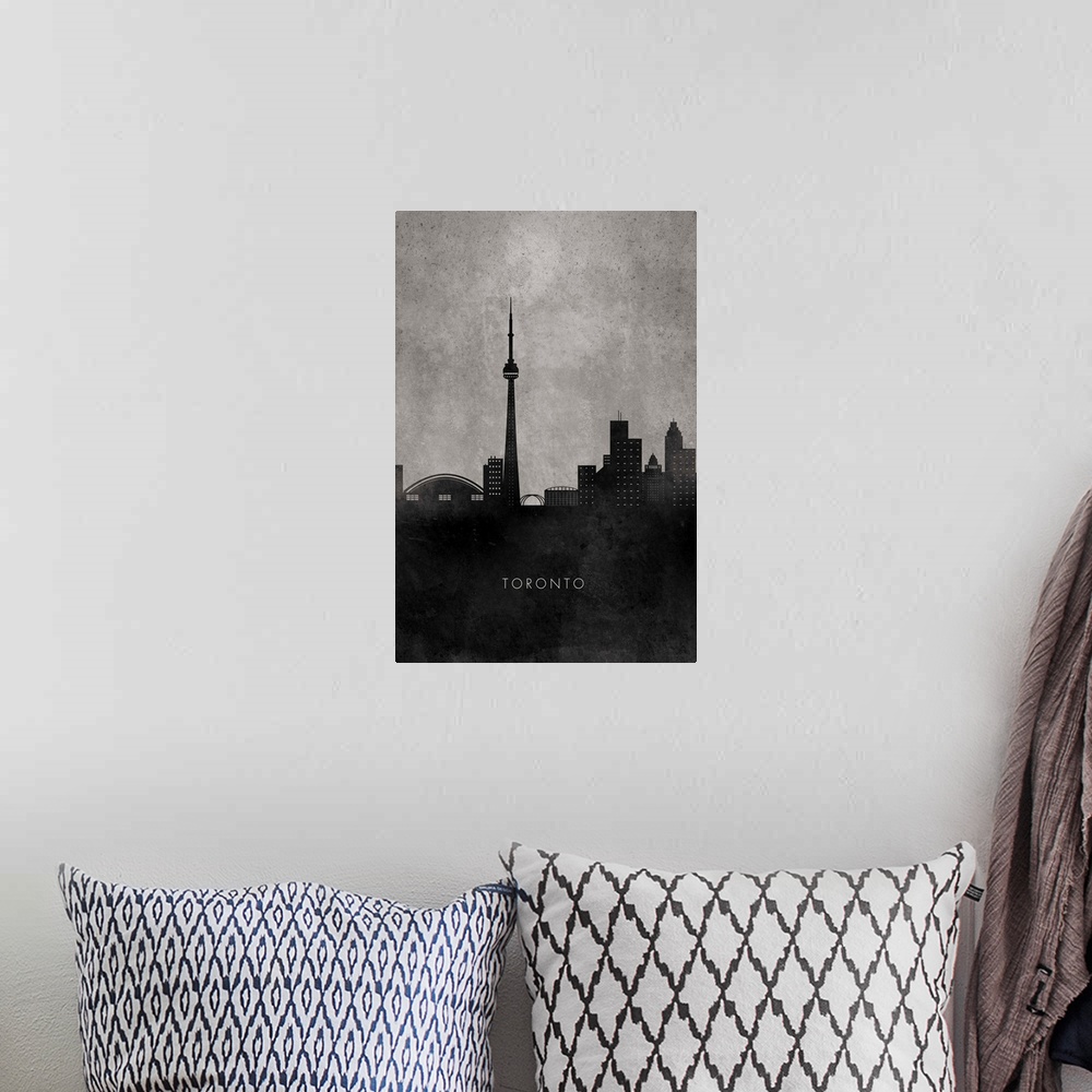 A bohemian room featuring Skyline silhouette of Toronto