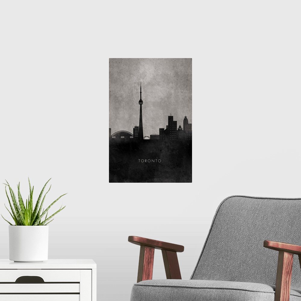 A modern room featuring Skyline silhouette of Toronto