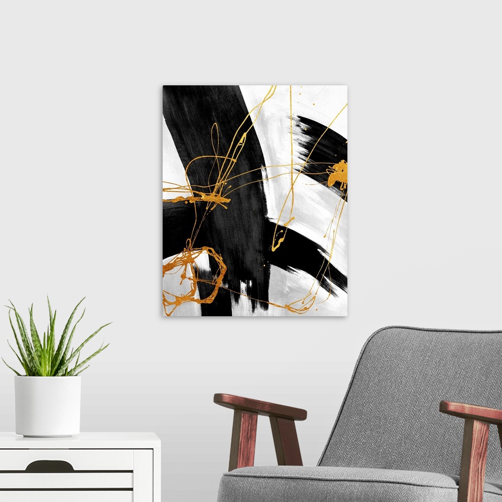 A modern room featuring Black Strokes I