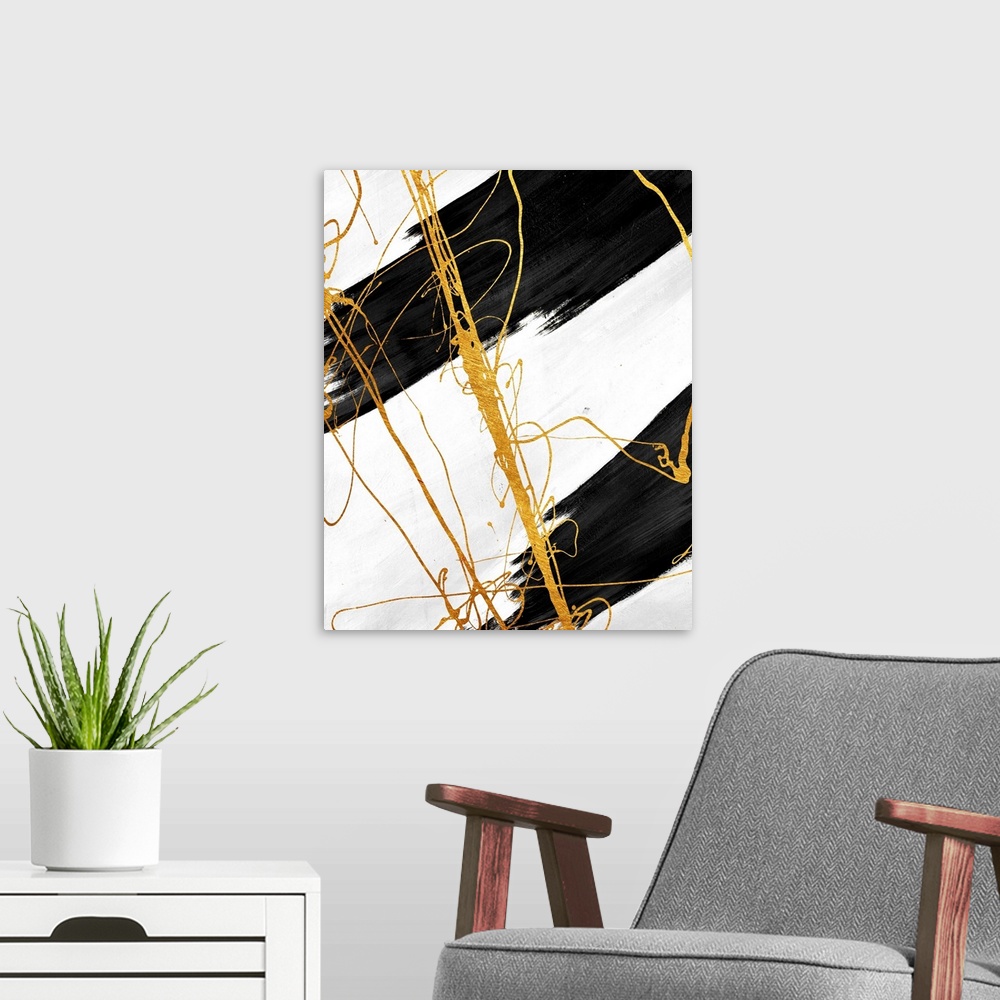 A modern room featuring Black Strokes II
