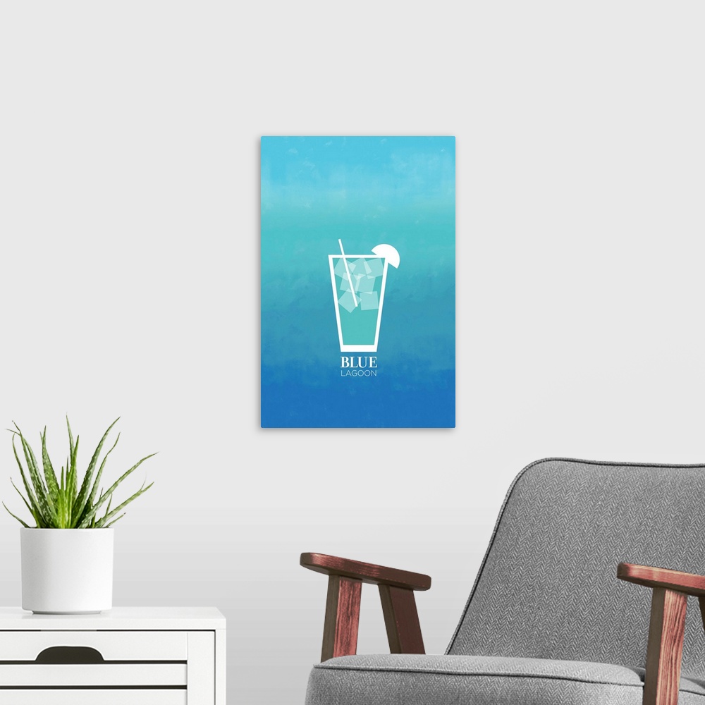 A modern room featuring Blue Lagoon Cocktail