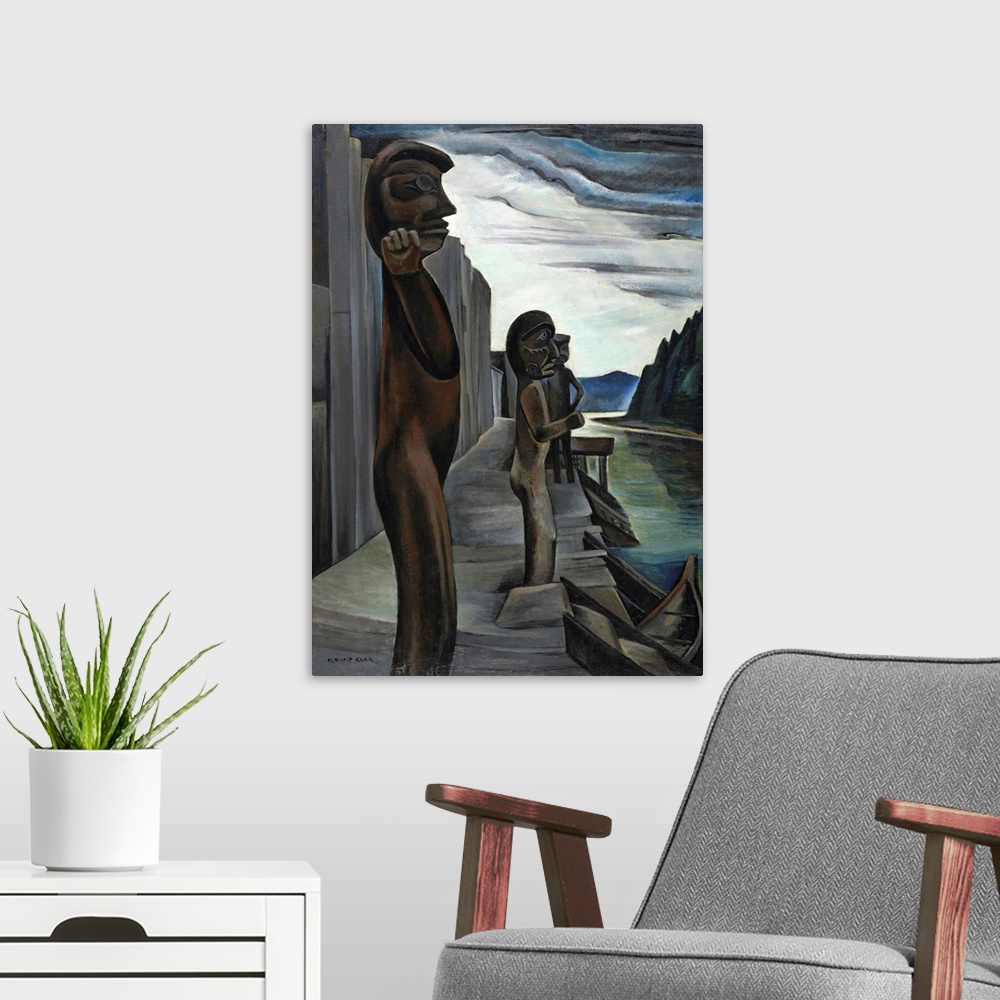A modern room featuring Blunden Harbour Totems