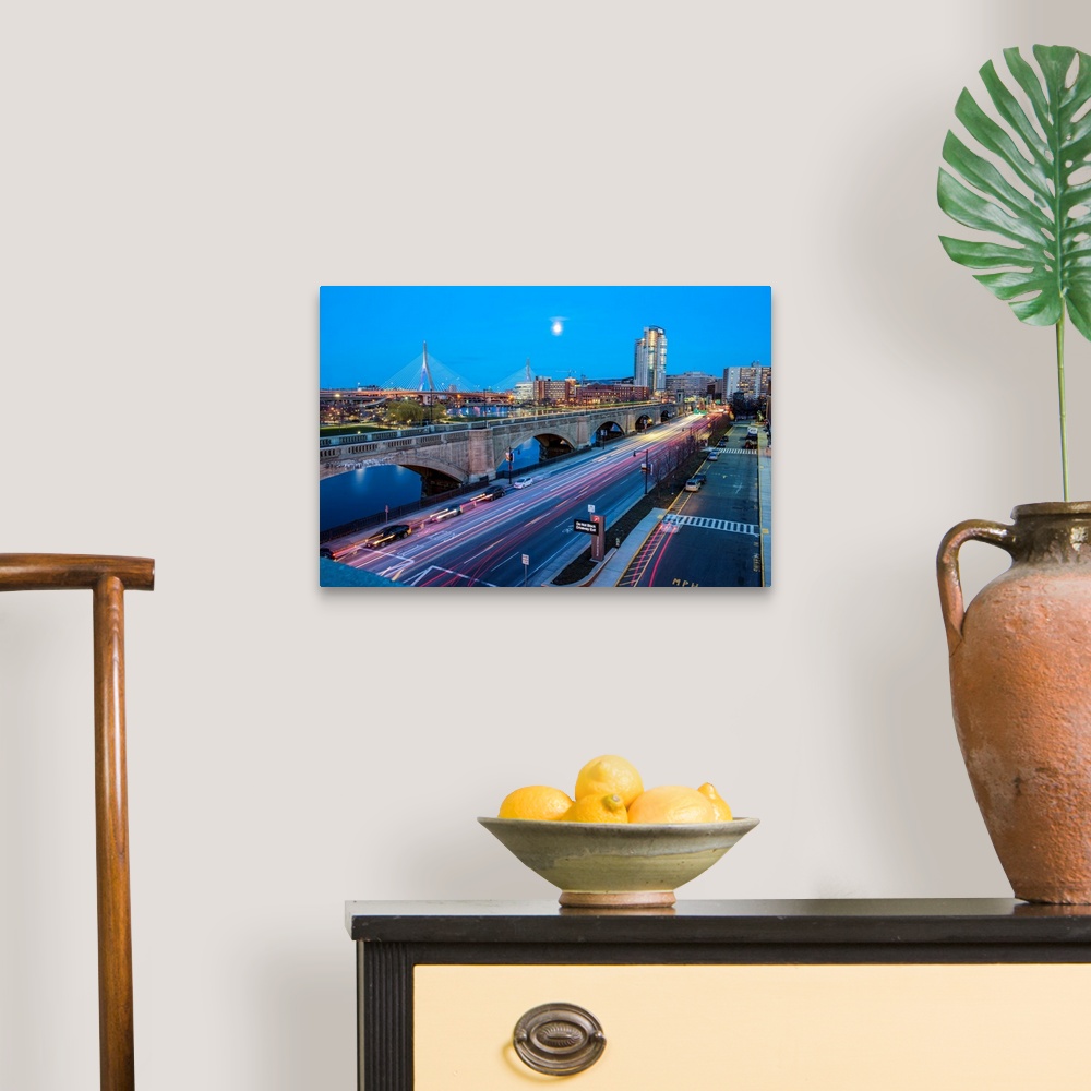 A traditional room featuring Photo of the Charles River Dam Road with Leonard P. Zakim Bunker Hill Bridge in view.