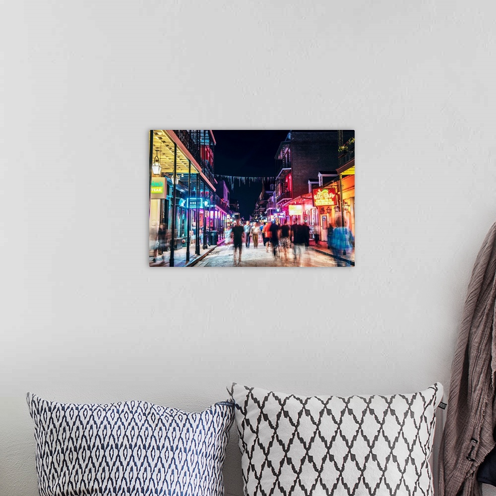 A bohemian room featuring Snapshot of Bourbon street at night in New Orleans, Louisiana.