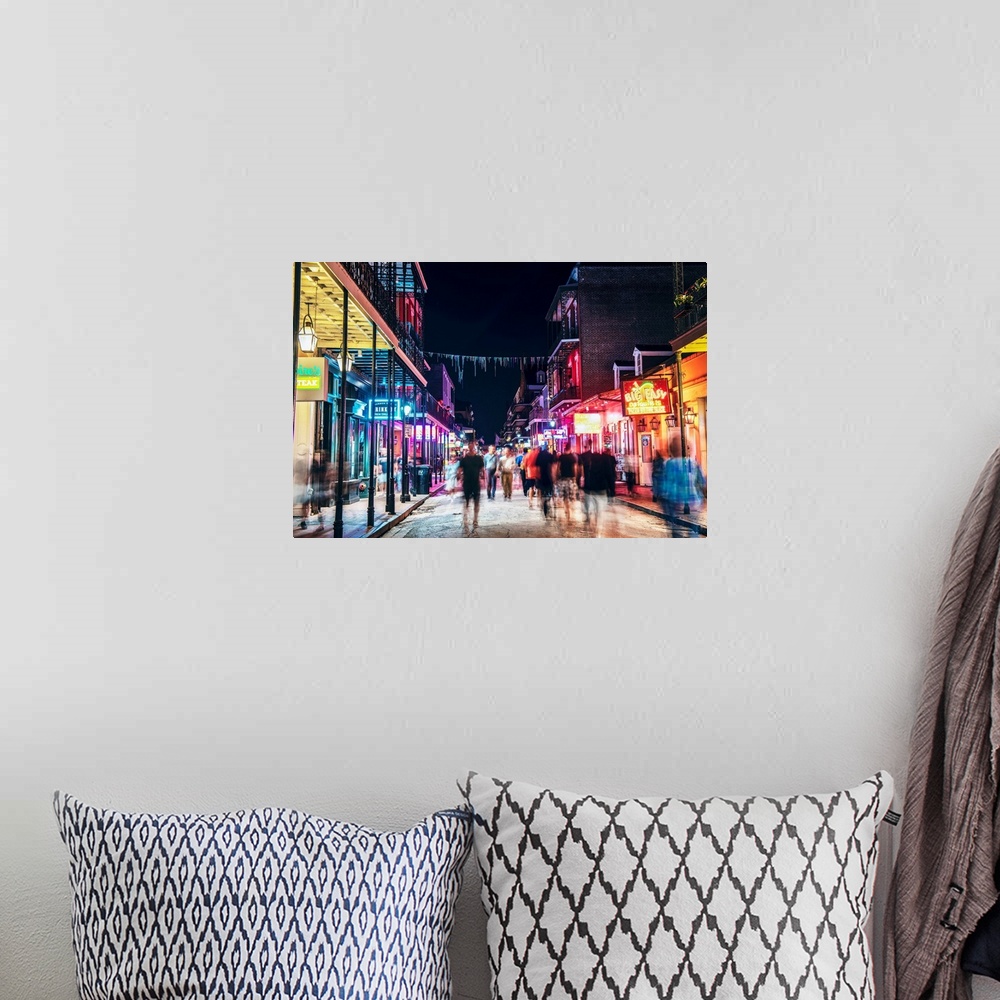 A bohemian room featuring Snapshot of Bourbon street at night in New Orleans, Louisiana.