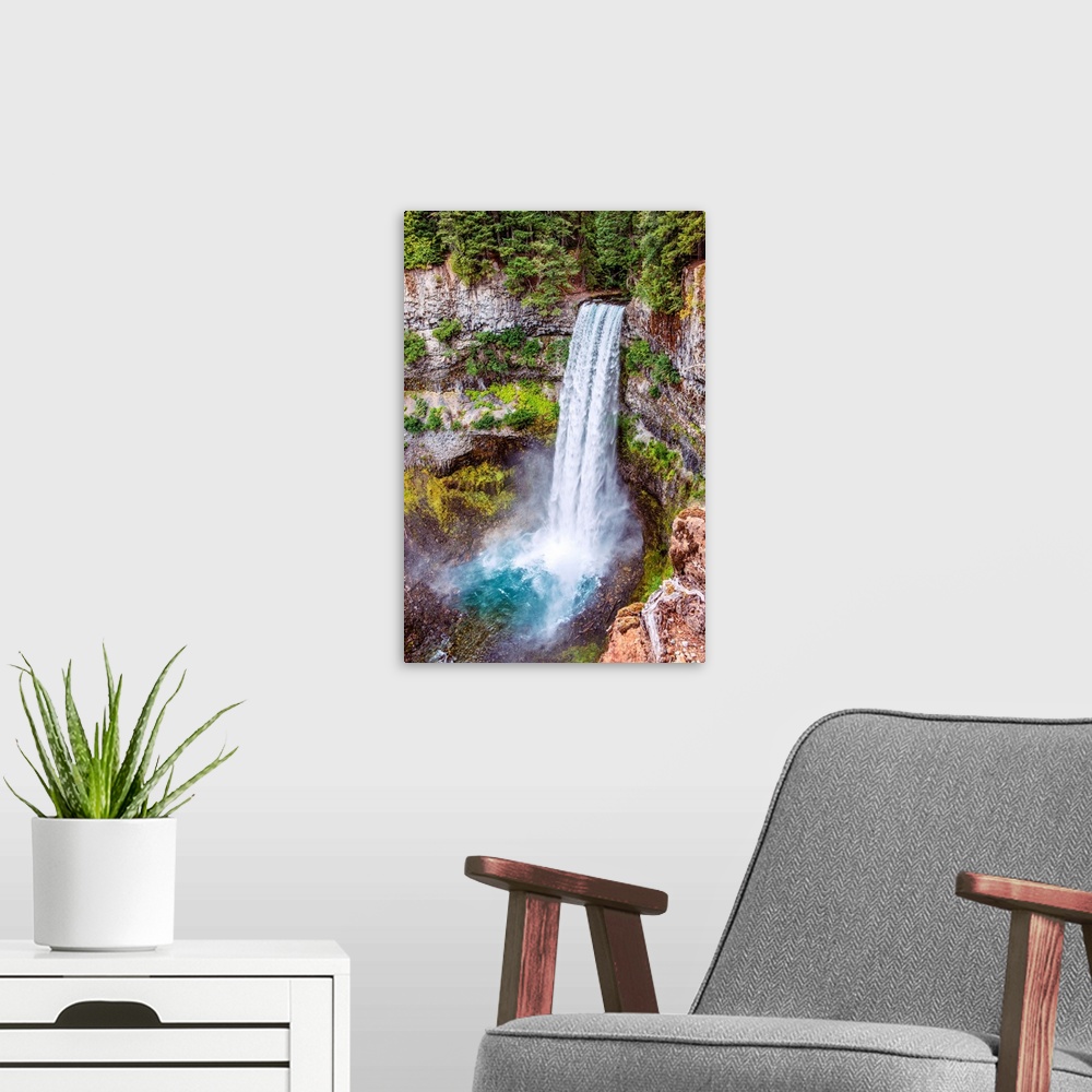 A modern room featuring Brandywine falls in Whistler, British Columbia, Canada.