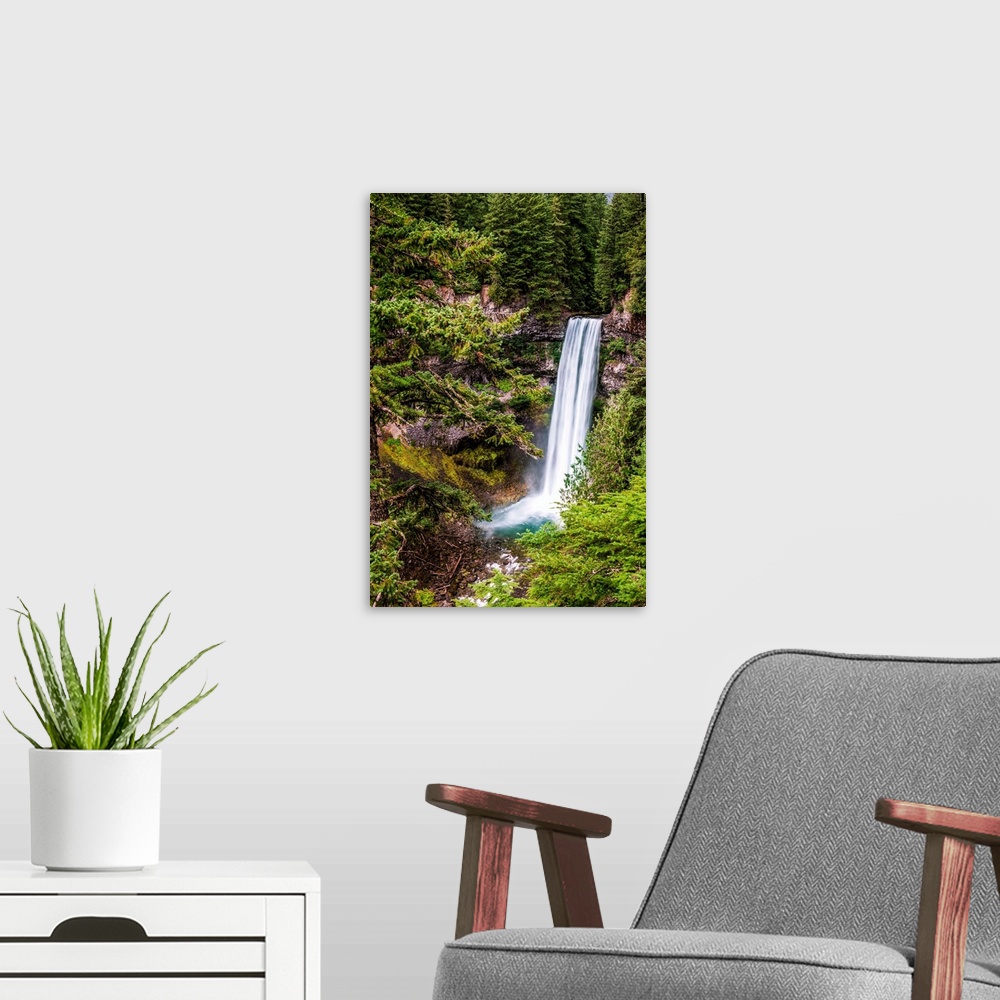 A modern room featuring Brandywine falls in Whistler, British Columbia, Canada.