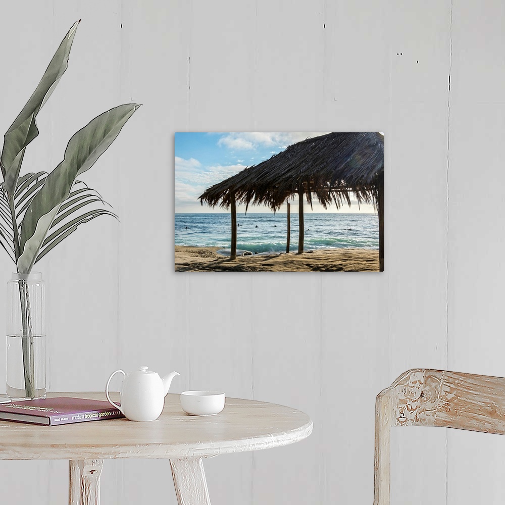 A farmhouse room featuring Photograph of a cabana made with natural materials on the shore of Windansea Beach, San Diego on ...