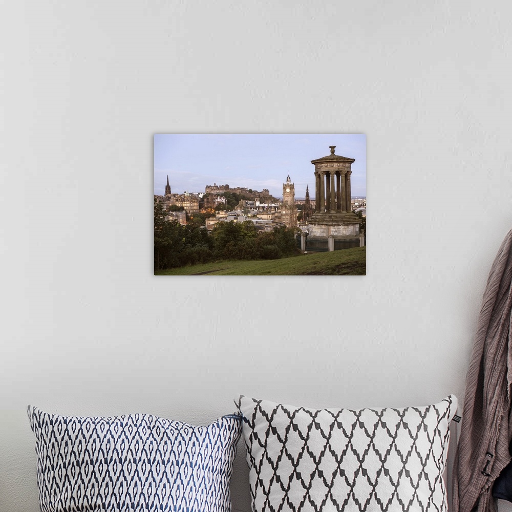 A bohemian room featuring Photograph of the Dugald Stewart Monument, a memorial to the Scottish philosopher Dugald Stewart,...