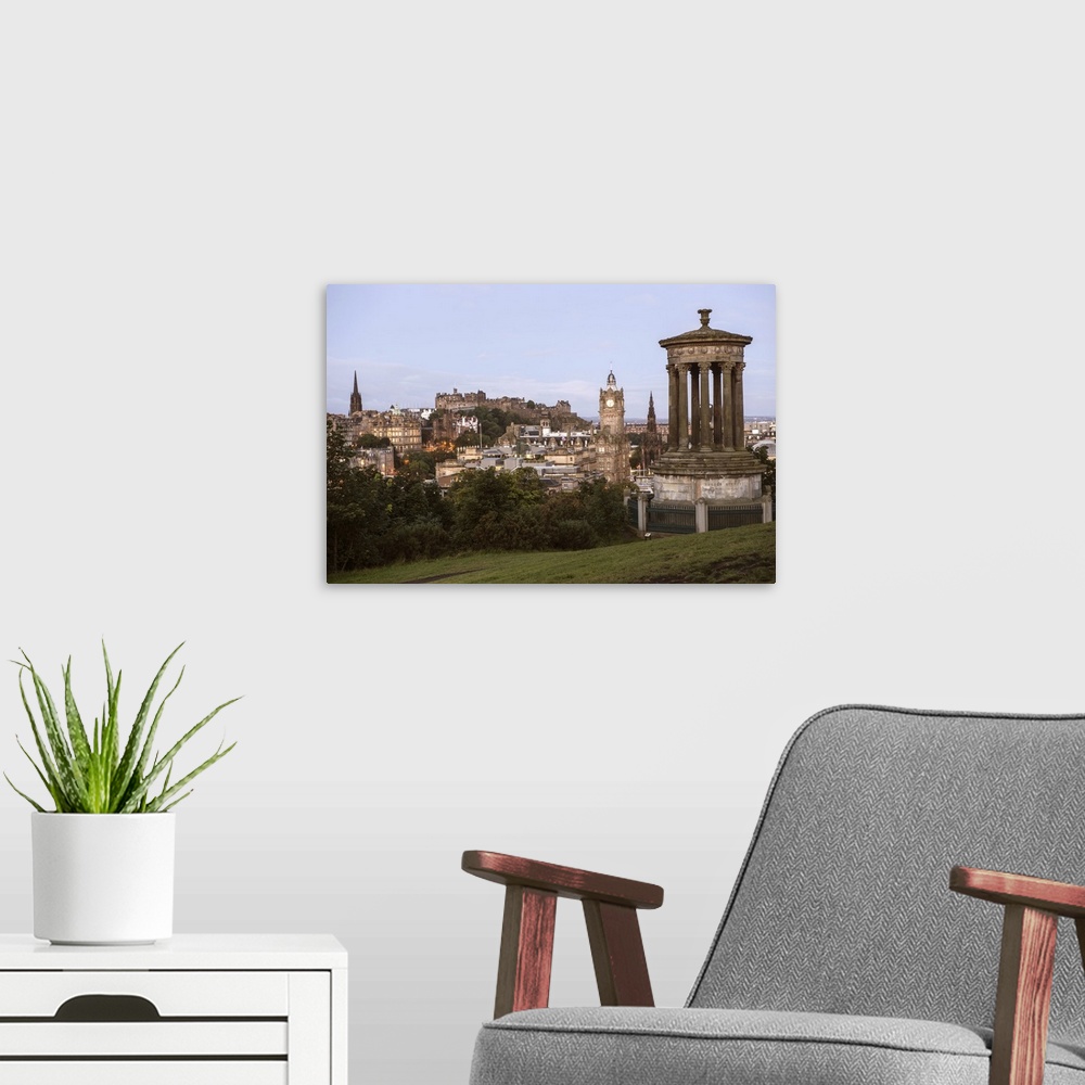 A modern room featuring Photograph of the Dugald Stewart Monument, a memorial to the Scottish philosopher Dugald Stewart,...