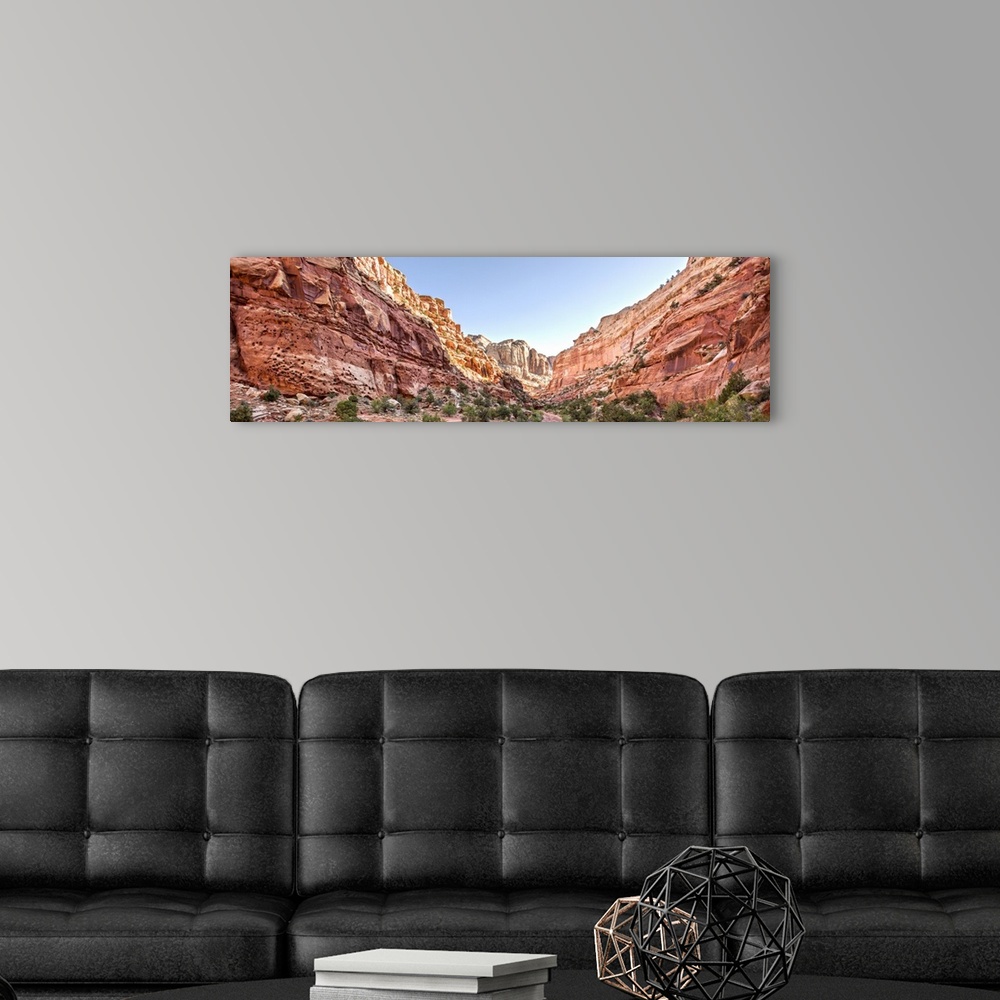 A modern room featuring Cliffs of the Waterpocket Fold are located at the Capitol Reef National Park in Utah.