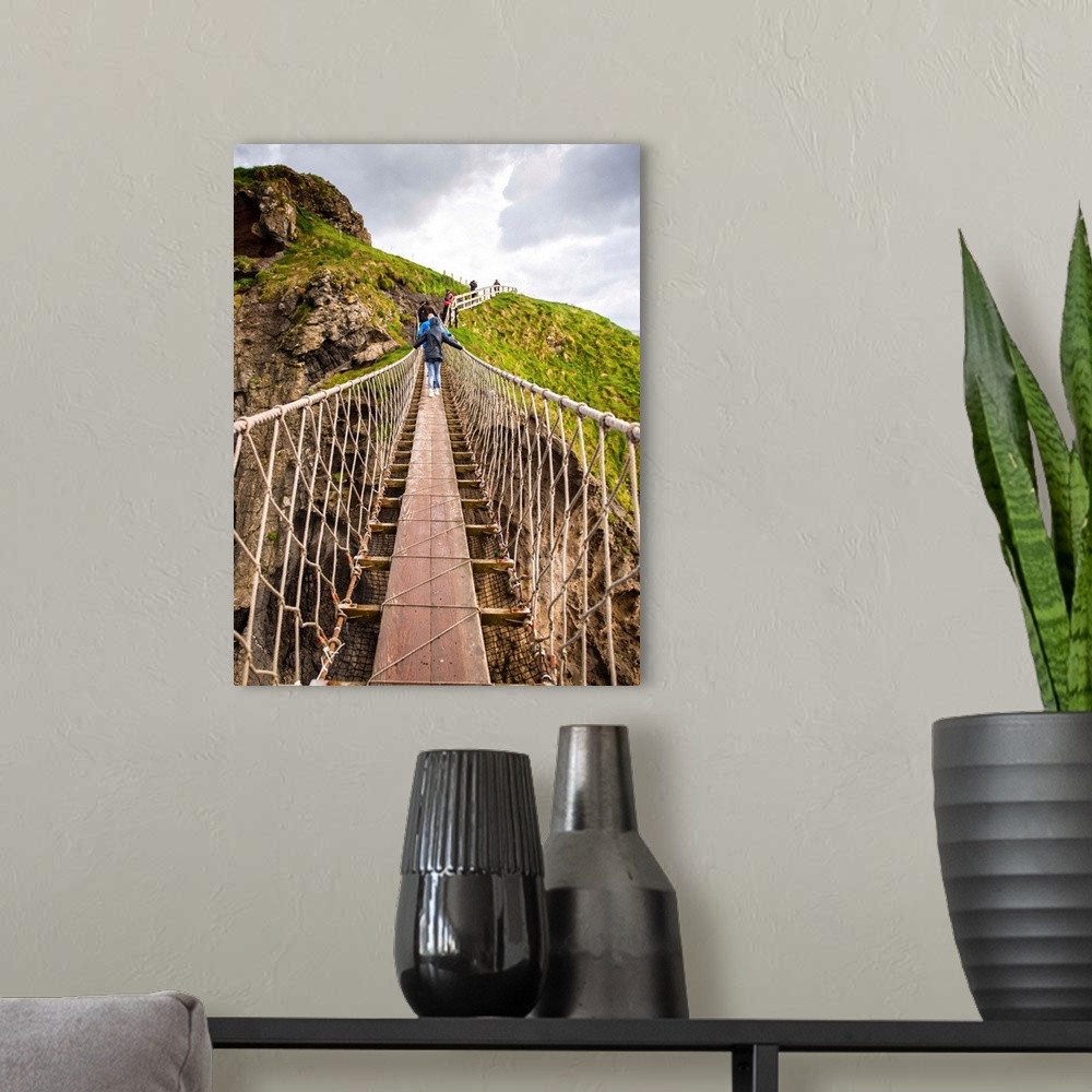 A modern room featuring Photograph with people walking across the County Antrim, Northern Ireland near the Giant's Causew...