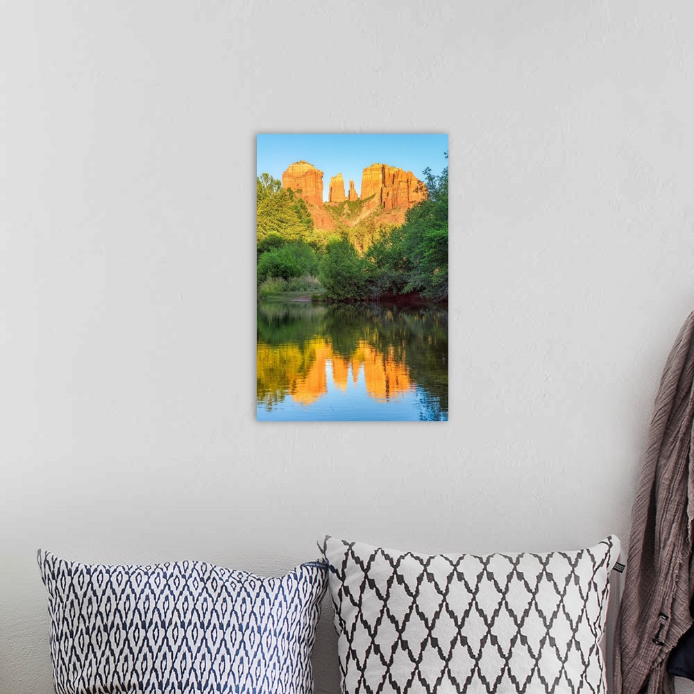 A bohemian room featuring View from Baldwin Trail of Cathedral Rock In Sedona, Arizona.